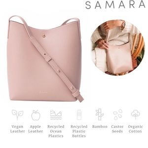 SAMARA Pink Peony Vegan Leather Medium Shoulder Crossbody Bag Purse
